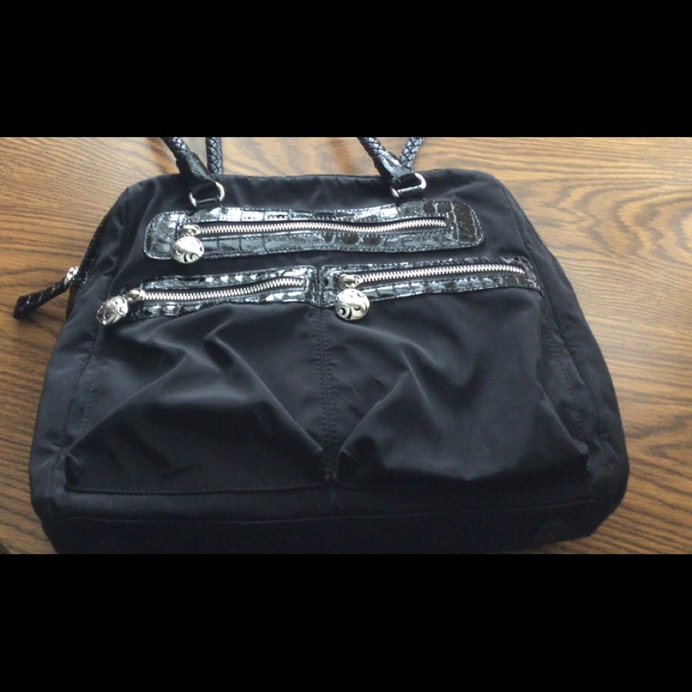 Large Brighton Patent Croc and Nylon Bag